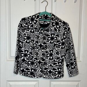 Le Chateau Black and White Floral Blazer